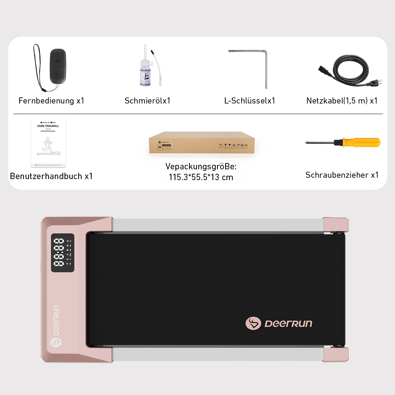 DeerRun Q1 Mini Smartes Walking-Pad mit 136 kg Tragfähigkeit - 1- 6 km/h