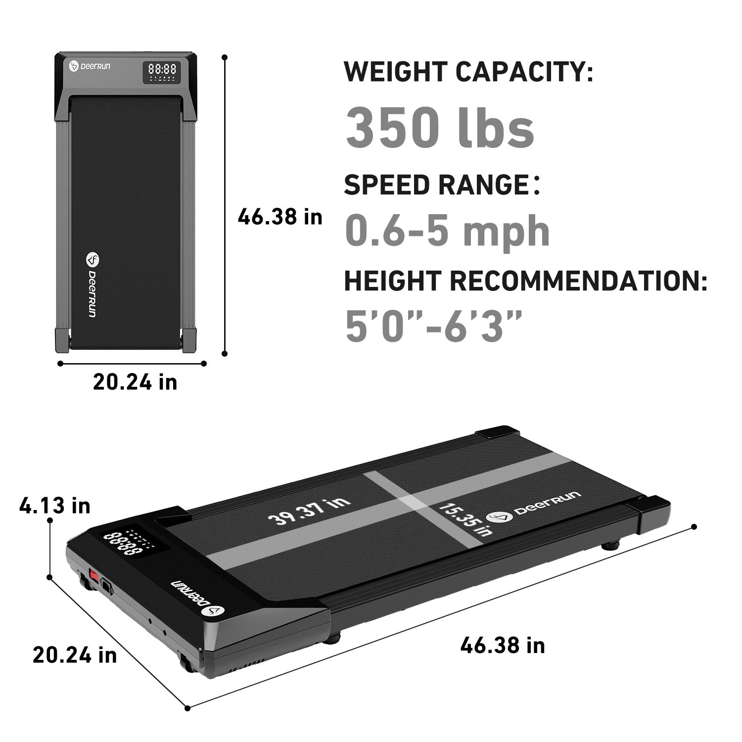 DeerRun Q1 Mini Smartes Walking-Pad mit 136 kg Tragfähigkeit - 1- 6 km/h