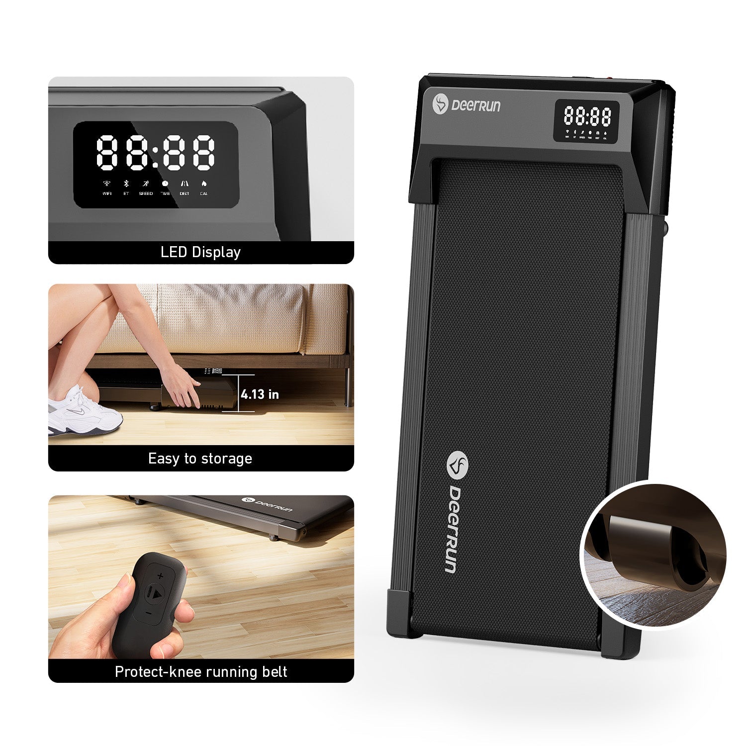 DeerRun Q1 Mini Smartes Walking-Pad mit 136 kg Tragfähigkeit - 1- 6 km/h